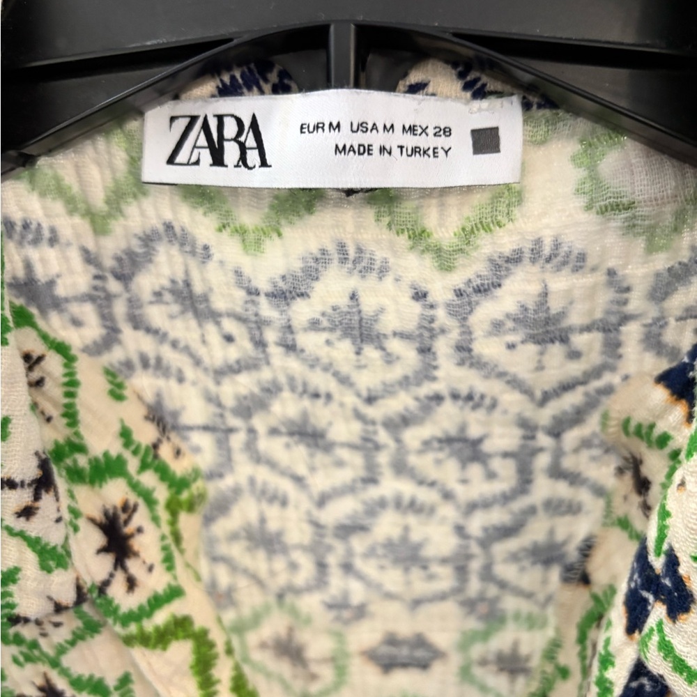 Zara Women's Button Down Shirt in Green and Blue - Picture 2 of 3